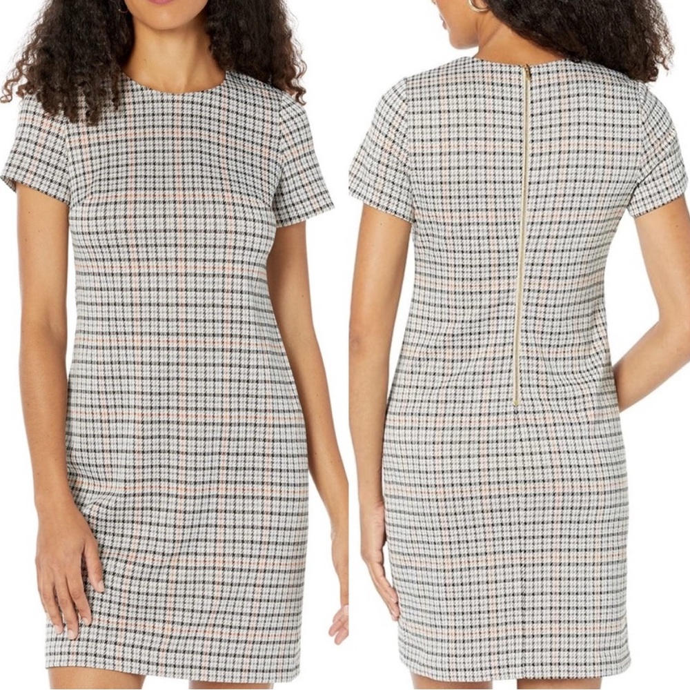 Calvin Klein Black and Orange Houndstooth Dress